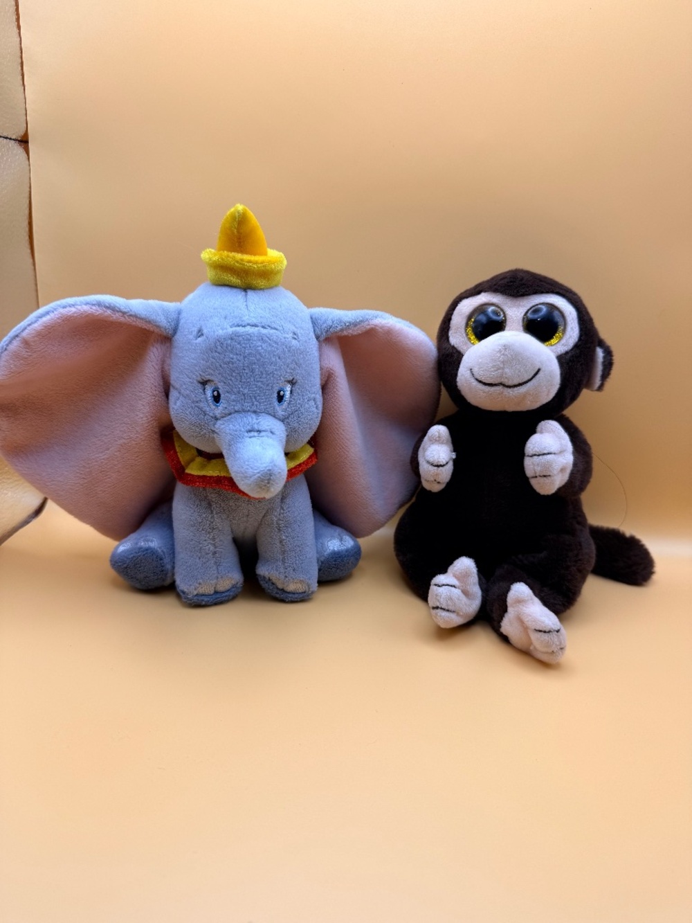 Disney Dumbo Elephant Plush & Big Eyes Monkey Stuffed Animal Lot of 2